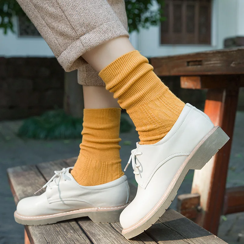 Women's Socks 2022 New Fashion Japanese Style Color Cotton Socks Middle Tube Casual Socks Harajuku Style Breathable  Long Socks
