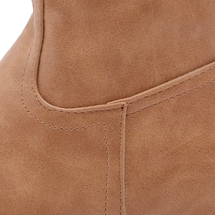 Большой размер 14 15 16 круглый носок толстый каблук молния внутри короткий плюш