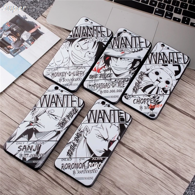One piece Luffy Зоро Санджи 3D рельефный чехол для apple iphone 5 7 8 6 6s plus 11 pro x xs max xr Chopper Ace wanted