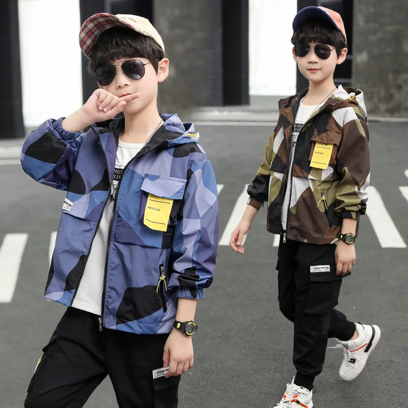 Cool Zipper Spring Summer Children's Clothes Suit Baby Boys Coat + Pants 2pcs/Set Teenage Top Sport Costume For Kids Streetwear