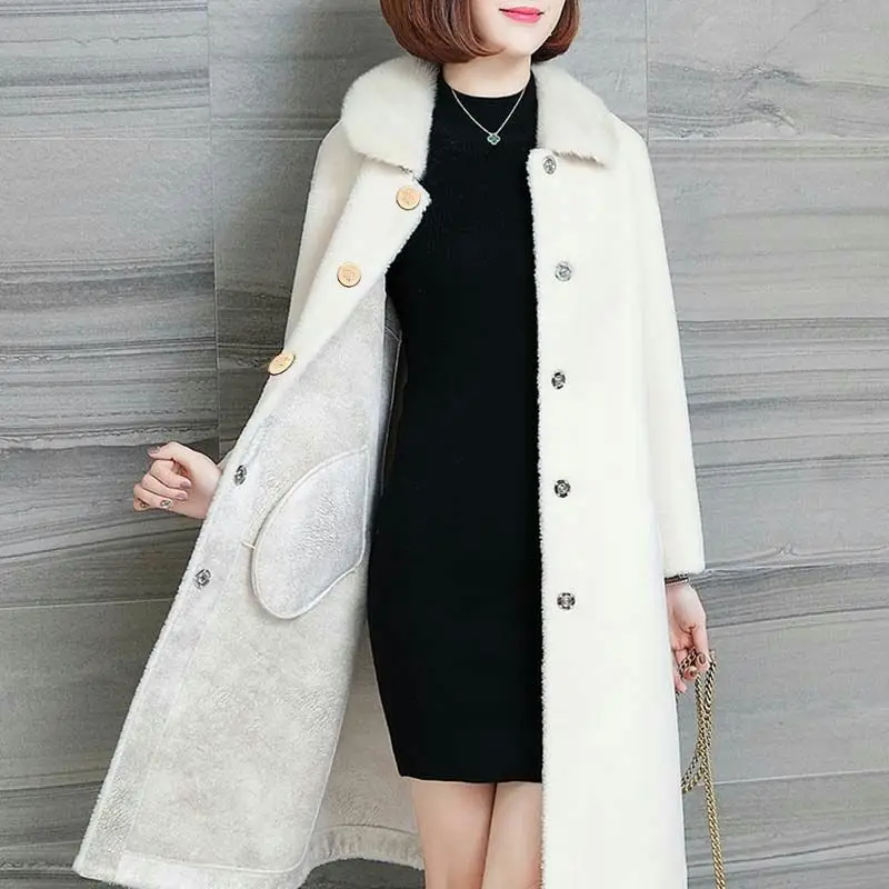 Женское длинное шерстяное пальто с плюшевым мишкой Элегантное повседневное из
