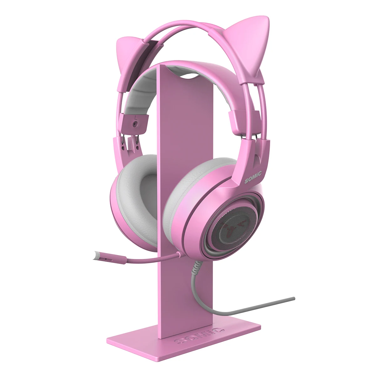 

Headphone Stand Stable Headset Bracket Display Shelf Computer Gaming Holder Rack Non-Slip Earphone Vertical Hanger Pink/Black