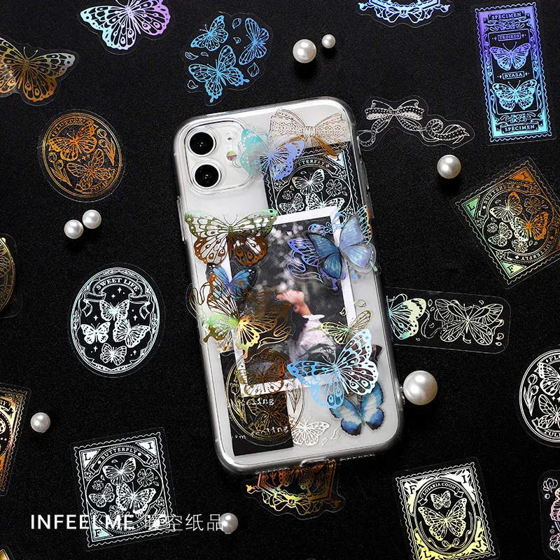 

Hot stamping PET Bag Galaxy Universe Series Sticker Diary Planner Decorative Stickers Scrapbooking Craft Stationery Stickers