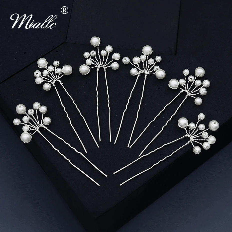 

Miallo 6pcs/lot Bridal Wedding Hair Accessories Silver Color Pearl Hair Pins Clips for Women Jewelry Bride Headpiece Gifts