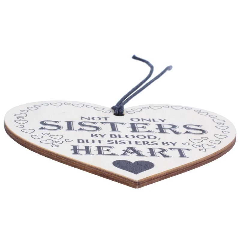 2 Pcs Heart Shaped Wooden Hanging Plaque Love Gift Sign: 1 Sisters By Best Sister &amp My Children Having Yo |