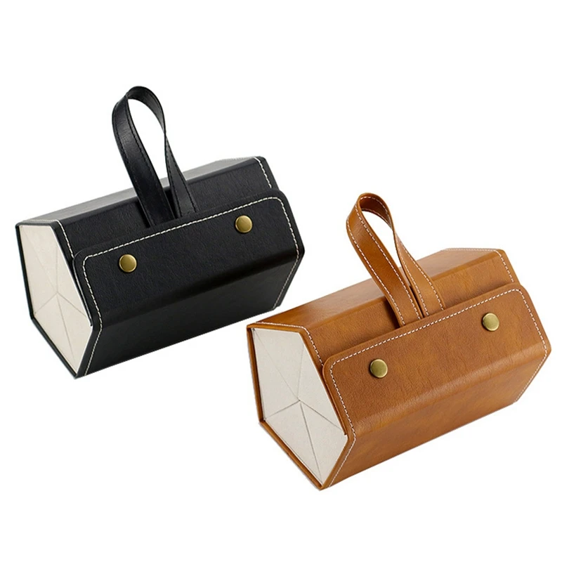 

6 Slots Folding Eyeglasses Organizer Sunglasses Storage Box Portable Travel for Glasses Makeup PU Storage Case