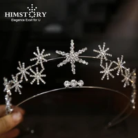 himstory sweet snowflake wedding crowns star designs queen bridal tiara headwear pageant headpiece bride hair jewelry for girls