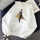 Женские толстовки с капюшоном Zhong Li с принтом Genshin Impact Аниме Толстовка для женщинмужчин Уличная одежда кавайная одежда футболки Свитшот Harajuku