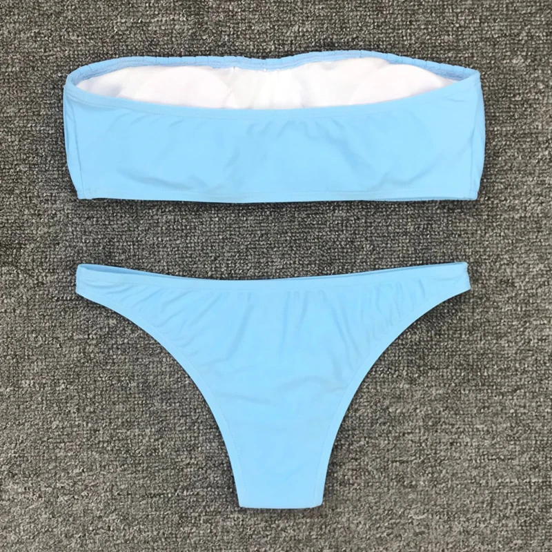 

High Leg Bandeau Bikini Set Swimwear Female Two Pieces Swimsuit High Waist Bikini Women Bathing Suit Biquini
