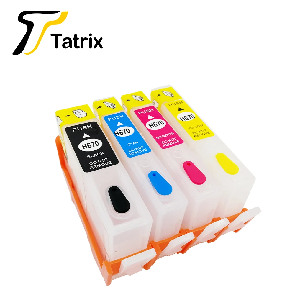 Tatrix для hp 670XL 670 в 4 цветах BK C M Y перезаправляемый картридж с чернилами deskjet 3525 4615 4625