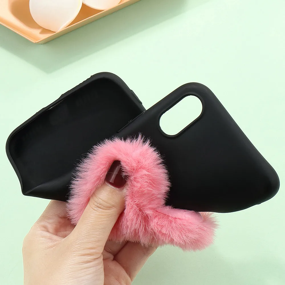 LAPOPNUT Роскошный милый 3D меховой помпон плюшевый чехол с сердечком для IPhone 11 Pro Max Xr X