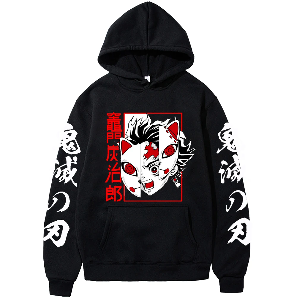 

Sweatshirts Long Sleeve Loose Streetwear Hoodie Tops Demon Slayer Hoodie Men's Print Pullovers Printed Harajuku