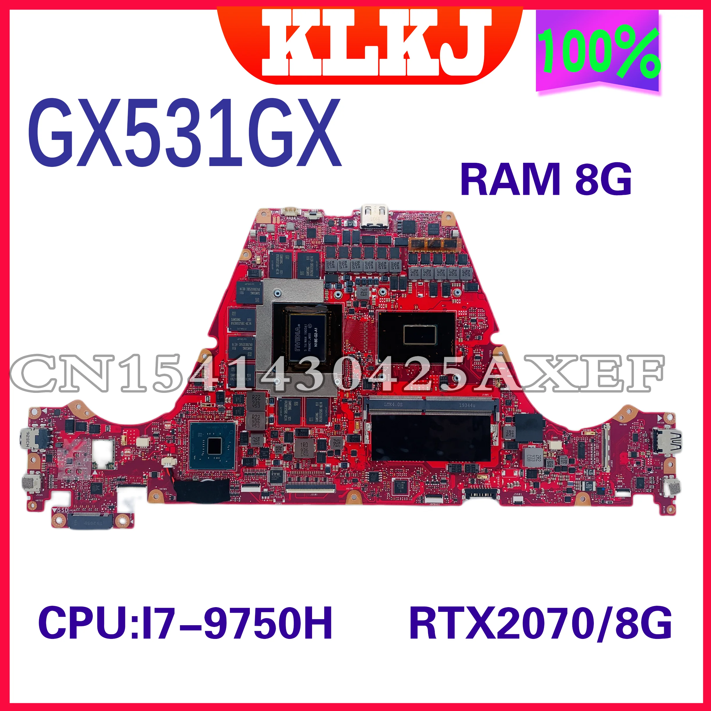 

GX531GWR оригинальная материнская плата с фотографией x2070/8G 8G-RAM для ноутбука ASUS ROG Zephyrus GX531GM GX531GW GX531GX GX531GXR