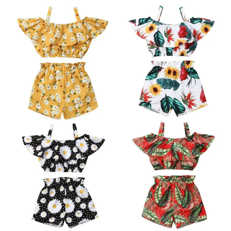 

Baby Girls Kids Toddler Outfits Clothes T-shirt Tops+Shorts Pants 2PCS Set