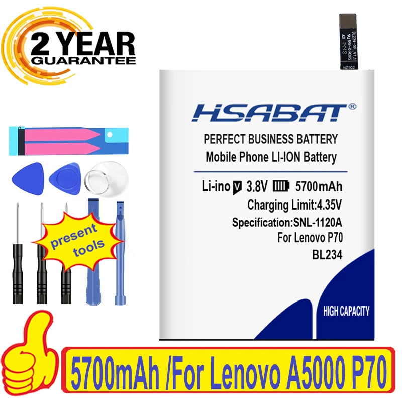 HSABAT 5700mAh BL234 мобильный телефон аккумулятор для Lenovo P70 Battery P70t T|mobile phone battery|phone