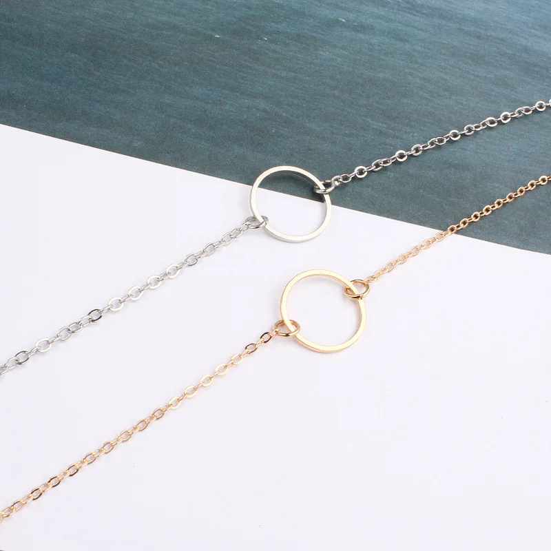 Простой Круглый браслет золотого и серебряного цвета для женщин звеньевой