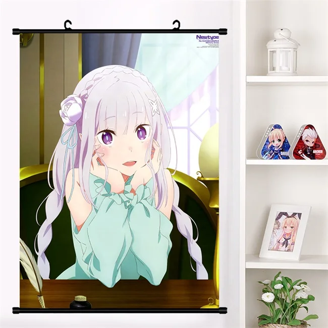 W Аниме Re: zero kara hajimeru isekai seikatsu Beatrice Emilia настенный плакат коллекция домашнего декора - Цвет: W