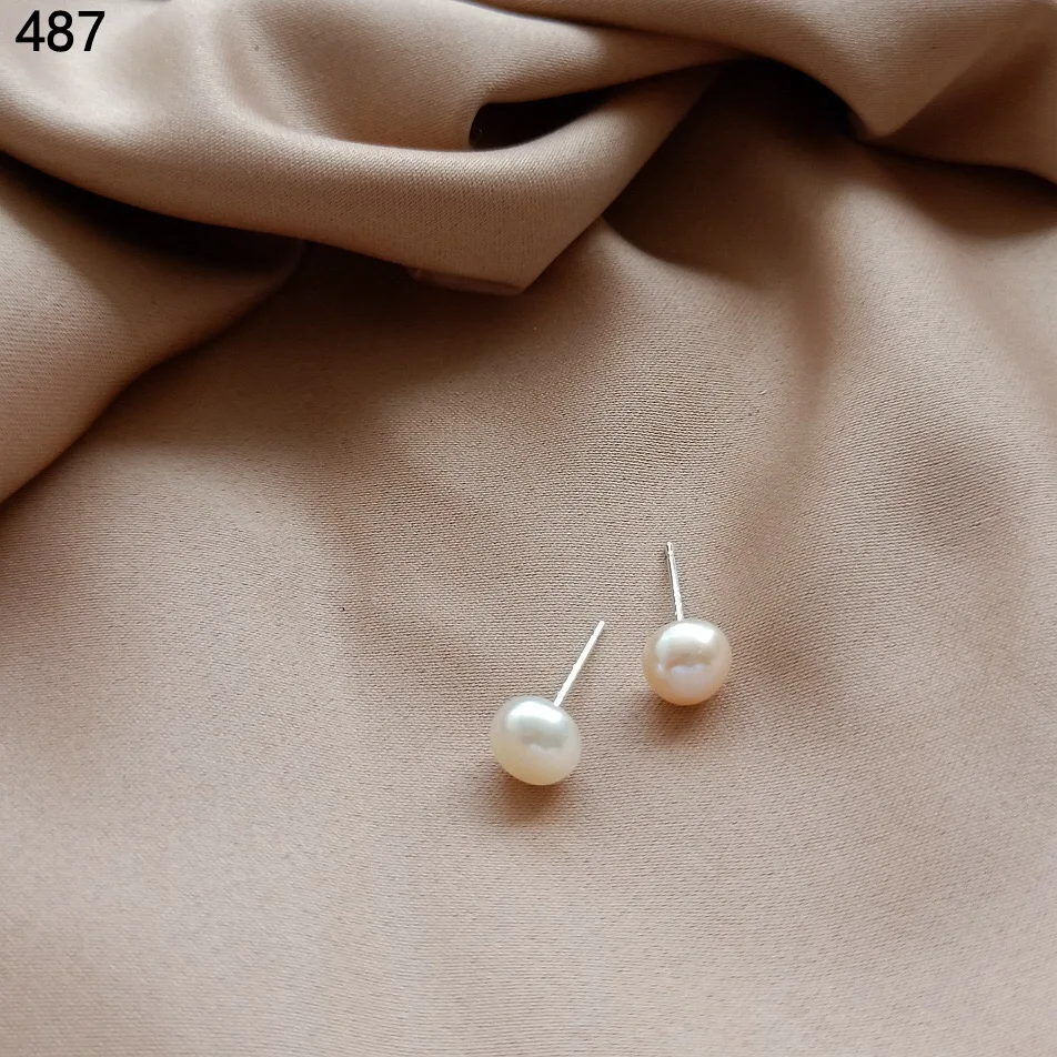 

Girafe Freshwater Pearl Beads Button Ball Stud Earrings For Women Girl