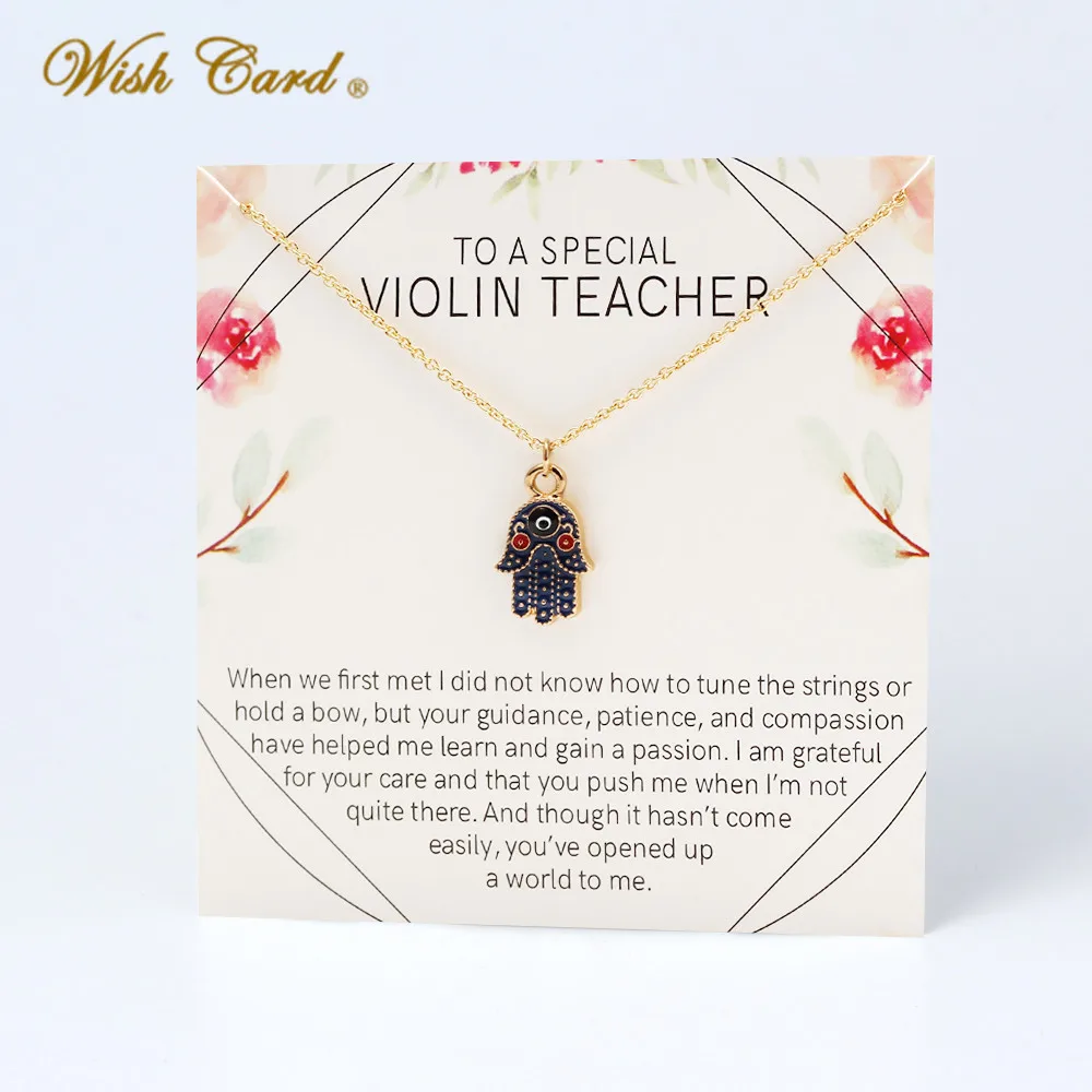 Wish Card Lucky Hamsa ручной кулон от сглаза ожерелье для женщин модный подарок карты