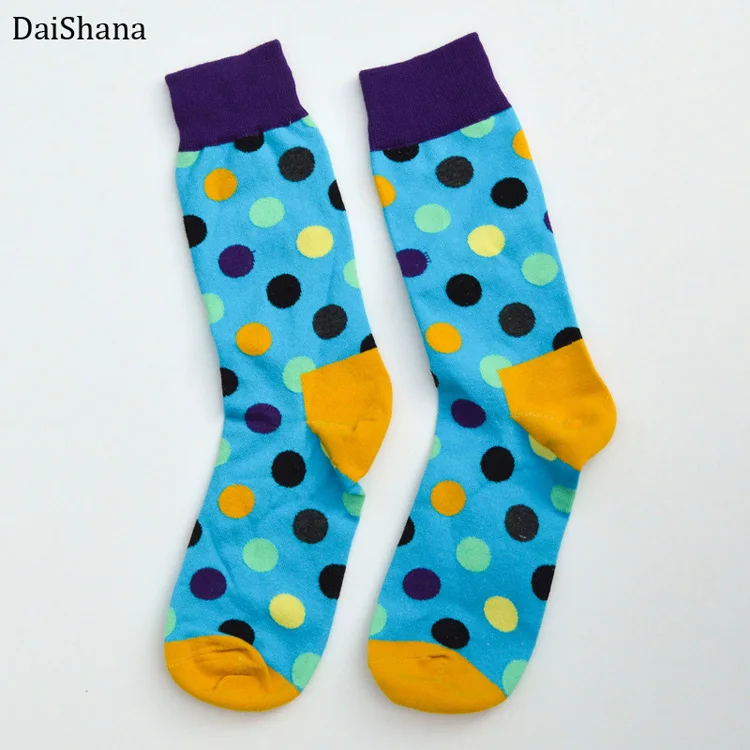 ZB00906 Модные цветные хлопковые мужские носки в горошек с надписью «Happy Socks», фирменные забавные носки Harajuku Caual, женская пара - Цвет: ZB00906