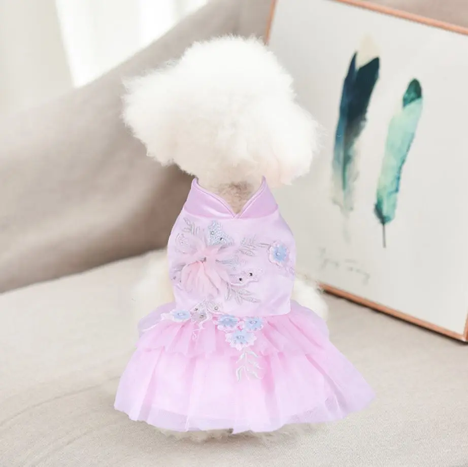 Princess Dog Cat Dress Tutu Flowers Design Pet Puppy Skirt for Dogs Cats Small Medium | Dresses