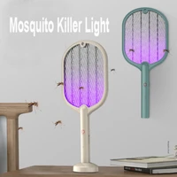 2 in 1 trap mosquito killer lamp 3000v electric bug zapper usb rechargeable 10led fly swatter trap flies insect home accessories