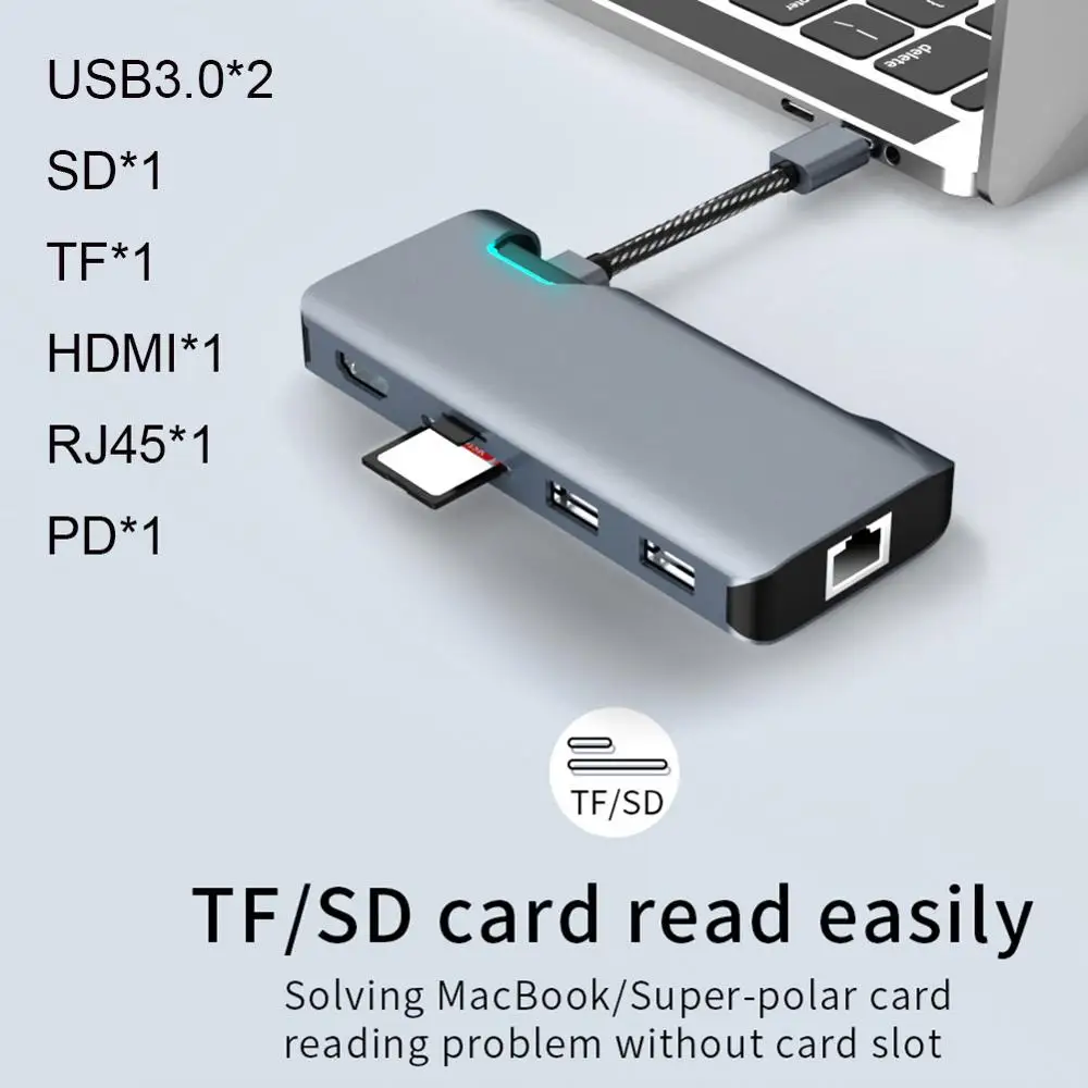 Разветвитель USB C-концентратора типа C мульти-USB 3 0 HDMI VGA RJ45 несколько портов