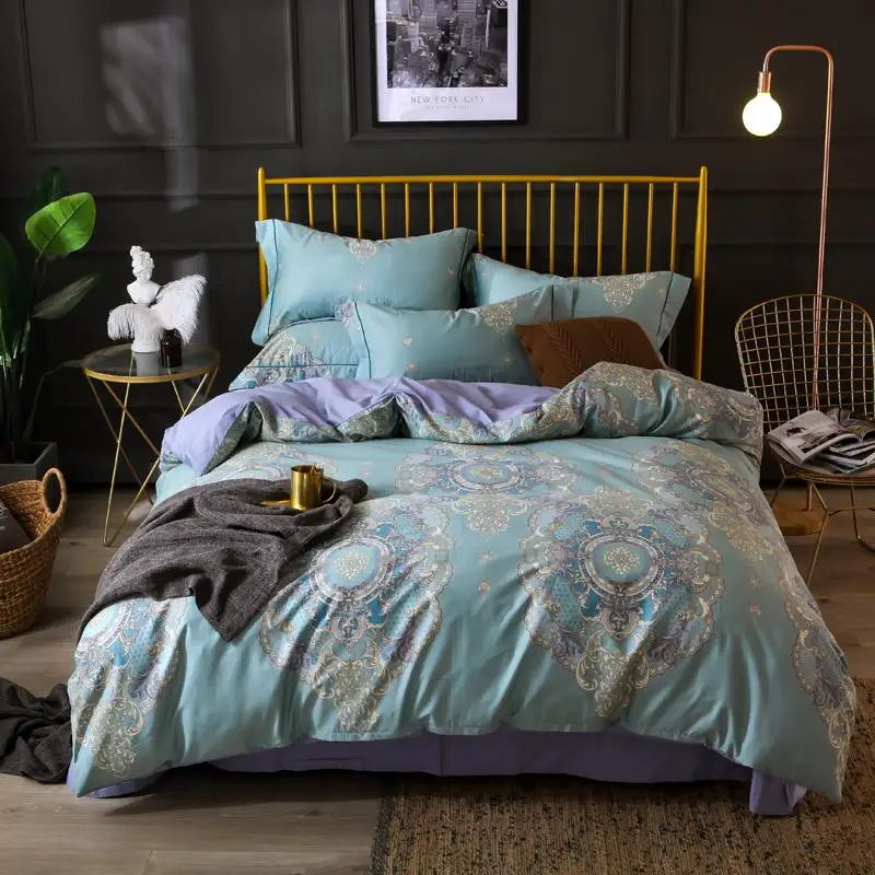 Luxury 100% Egyptian Cotton Twin Bedding Sets Duvet Cover Bed/Flat Sheet Fitted set Pillowcase Queen King Size Bed sets | Дом и сад