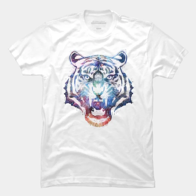 

Summer Fashion Printed men's T-shirt 100% Cotton Tiger Art Men Unique Creative Short Sleeve Graphics