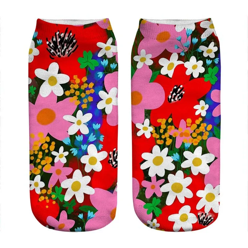 

Женские носки 2021, милые носки с ярким цветочным принтом, женские носки в стиле Харадзюку, веселая забавная Новинка, милые подарочные носки д...