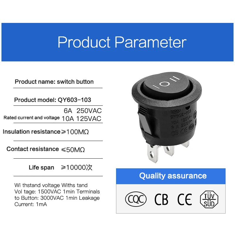 1 шт. встроенный кнопочный выключатель 3 контакта 23 мм |