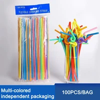 foldable head bombilla straw drinking tubes flexible bendy party disposable plastic drinking straws multi colors bar accessories