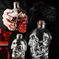 multi purpose 180 800ml creative skull bottle whiskey vodka shochu decanter with wooden plug glass jug funny gift hip flask