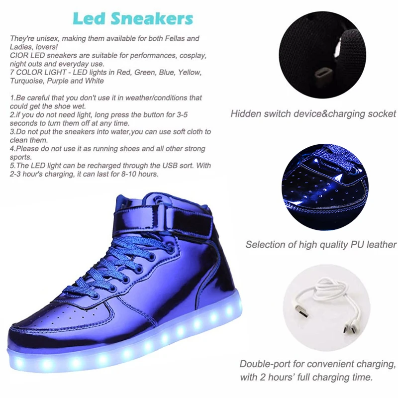 IGxx/высокие туфли со светодиодной подсветкой для детей Цвет синий Лучший подарок