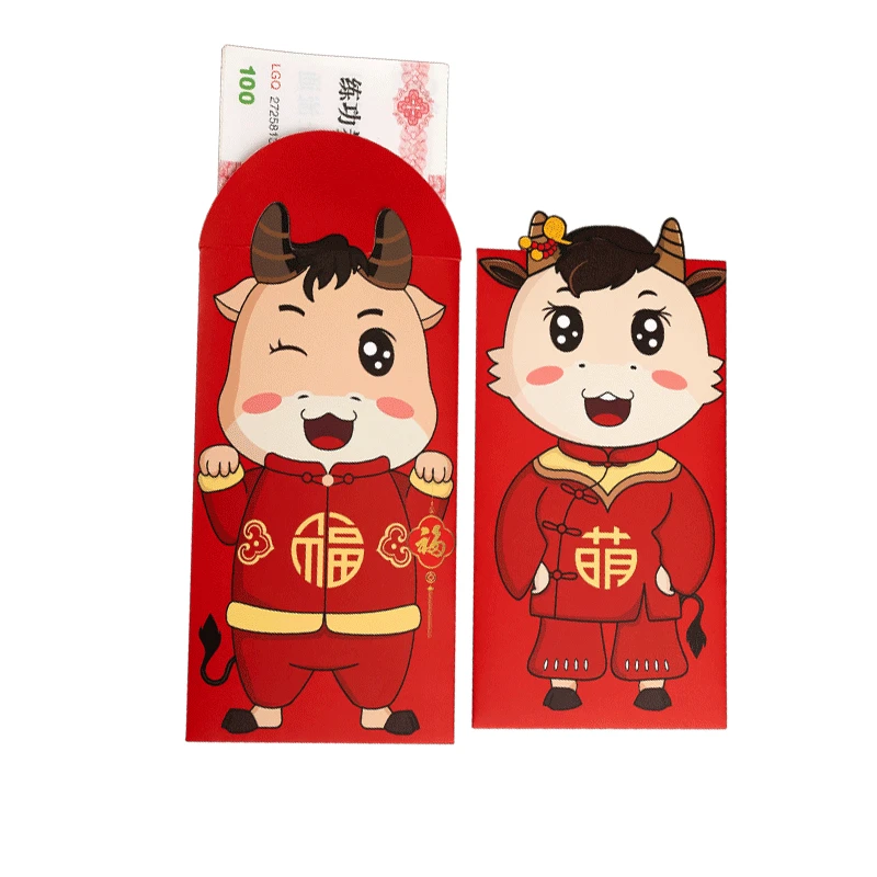 

New Year 2021 Spring Festival Cartoon Year of the Ox New Year Gift New Year Red Pocket for Lucky Money Personality Creative