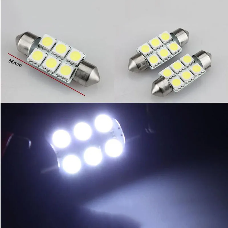 Белый гирлянды Светодиодные Автомобильные светильник, светодиодный автомобильный светильник 5050 6smd 36 мм, Белый/24v12v, Автомобильный интерьер светильник c5w
