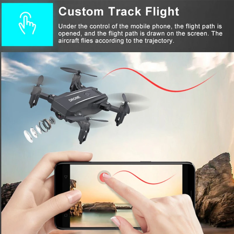 Selfie Drone Mini Dron Camera HD 1080P RC Quadcopter Wifi FPV Складной удержание высоты Вертолет Дроны