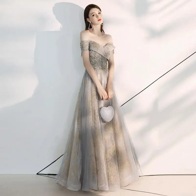 Элегантные длинные вечерние платья с открытыми плечами Vestido Debutante модное платье
