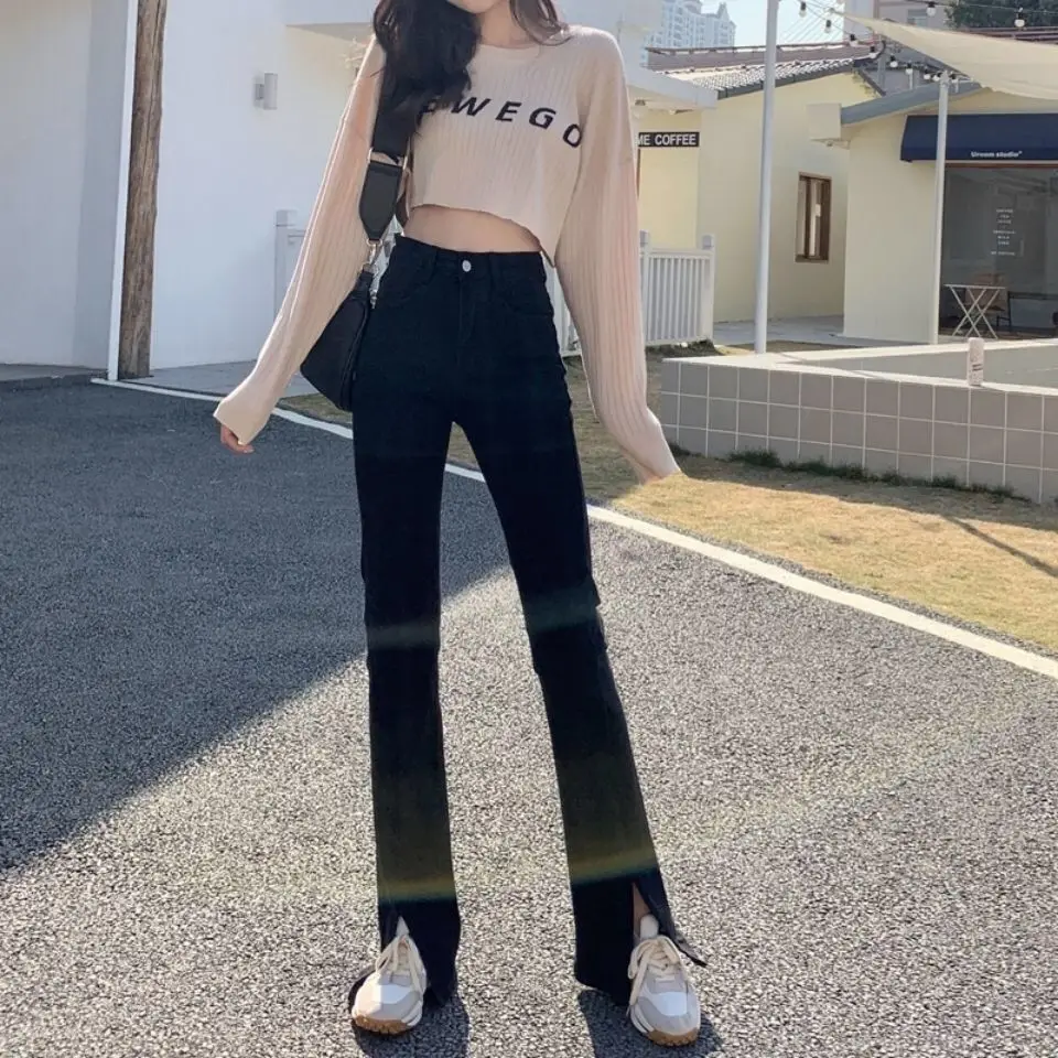 

Loose jeans women's high waisted slim versatile student Korean wide leg pants 2021 spring new thin straight pants