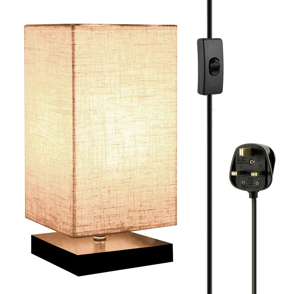 Светодиодный настольный светильник льняная лампа из цельного дерева для спальни