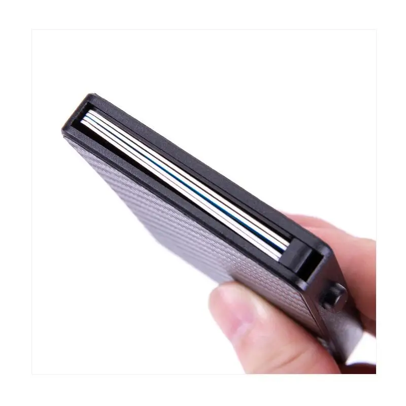 

Bycobecy 2020 Fashion Carbon Fiber RFID Business Credit Card Holder Button Auto Pop-up Slim ID Card Case For Men