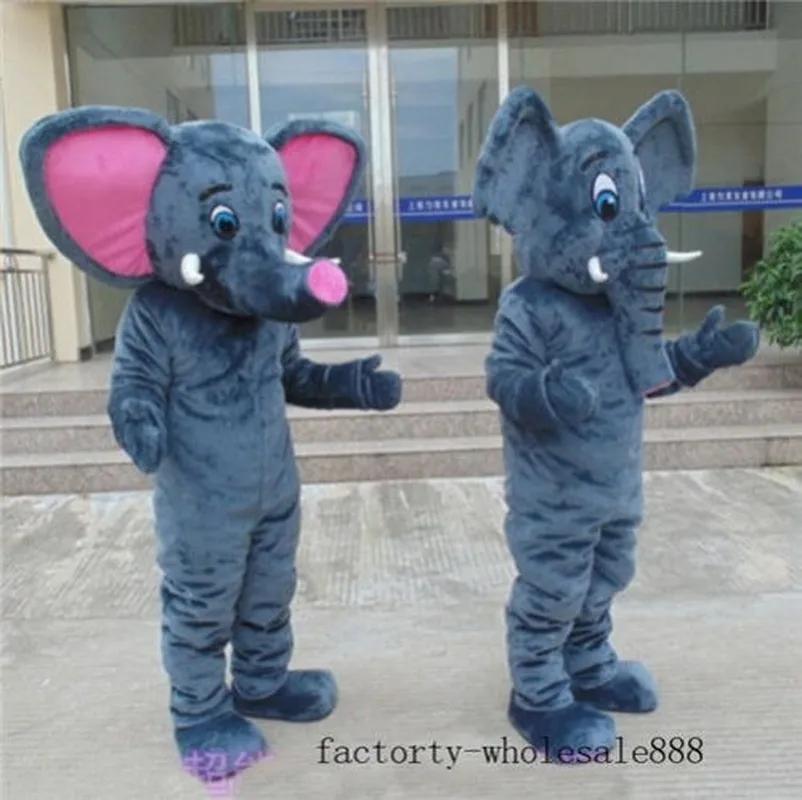 

Furry Elephant Mascot Costume Cartoon Animal Gray Plush Fursuit High Quality Cosplay Suit Shopping Mall Celebration Show Mascot