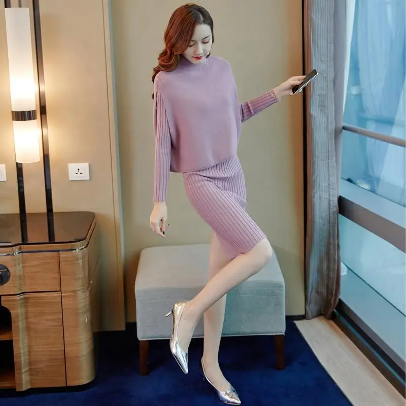 2019 женский свитер вязаный спортивный костюм две части комплекты Модный пуловер