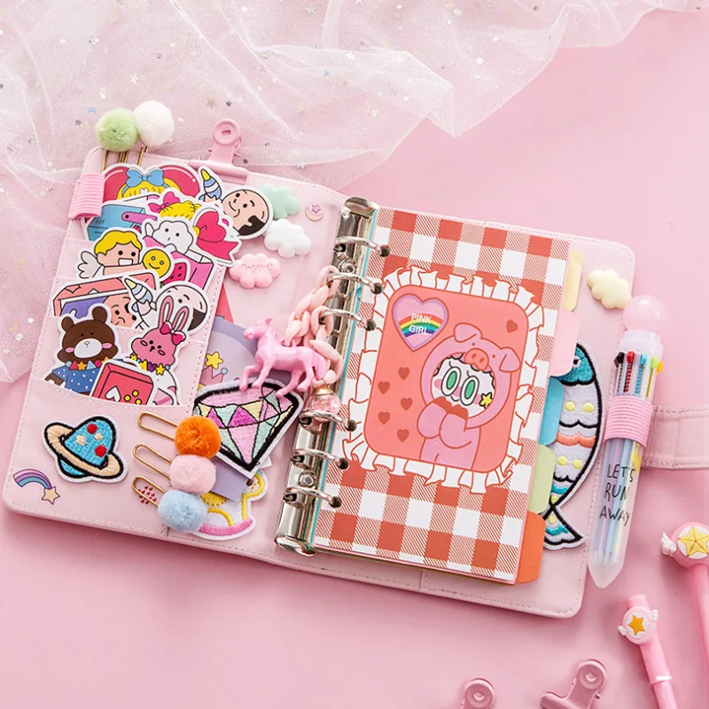 Kawaii PU планировщик блокнот розовый A6 спиральный блокнот планировщик Органайзер связующий дневник пули блокнот-журнал