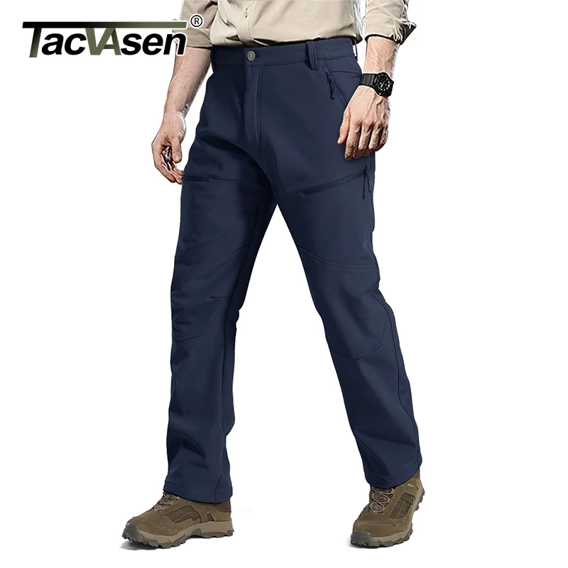 

TACVASEN Softshell Military Tactical Pants Men Solid Fleeced Warm Army Airsoft Trousers Casual Cargo Work Hike Ski Pant Trousers