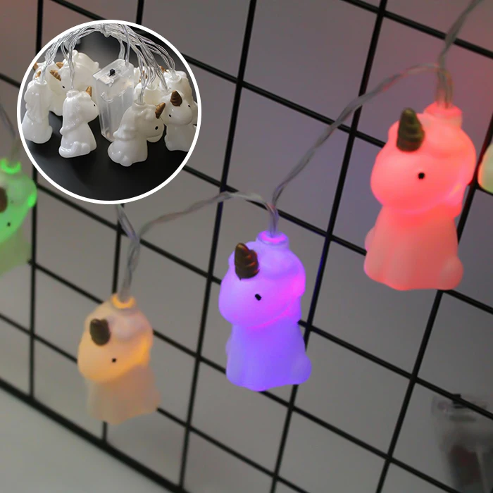 RGB 3D единорог светодиодный гирлянда Рождественская гирлянда для помещений DIY рождественская елка вечерние свадебные украшения для спальни дома Новогоднее украшение батарея лампа - Испускаемый цвет: RGB