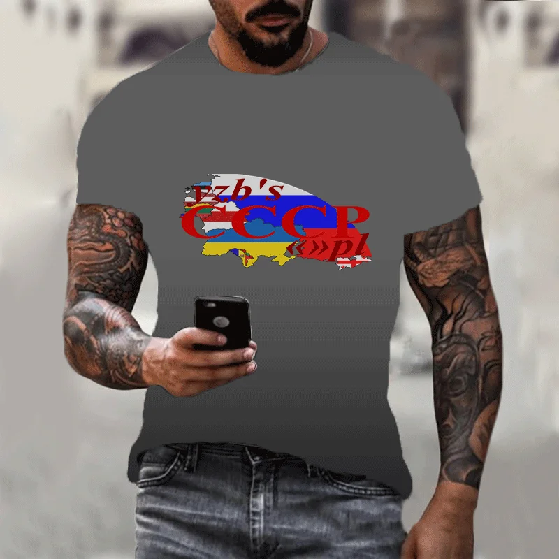 

Oversized T-shirt Summer New 3d Printing Cccp Short-sleeved Breathable Fashion O-neck Top Casual Men's and Women's Sportswear