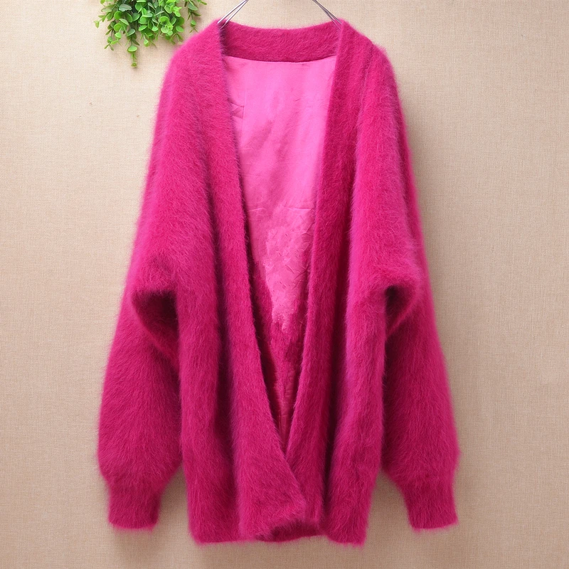 Жакет женский кашемировый из ангоры с длинным рукавом летучая мышь |