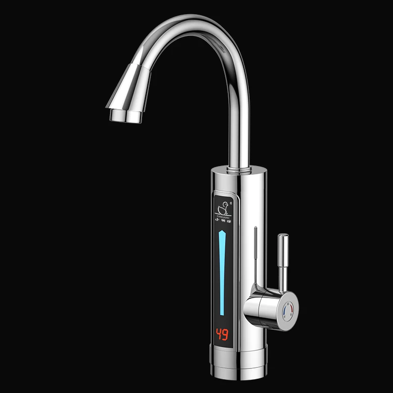 

Stainless Steel Electric Water Heater Temperature Display Kitchen Tankless Instant Hot Water Faucet 3300W