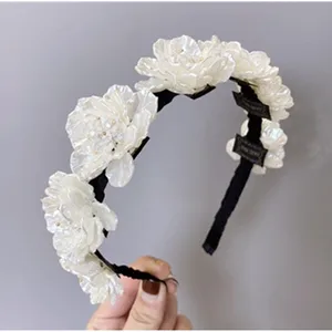 Свадебные цветы волос в виде короны для женщин Фото Реквизит повязка на голову из смолы с цветочным принтом повязка на голову, декорированные стразами вечерние повязка на голову